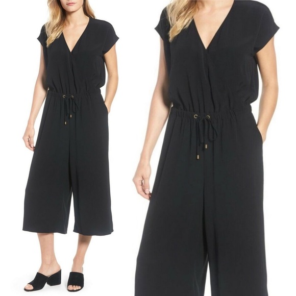 Eileen Fisher Pants - Eileen Fisher Black V-Neck Cropped Jumpsuit